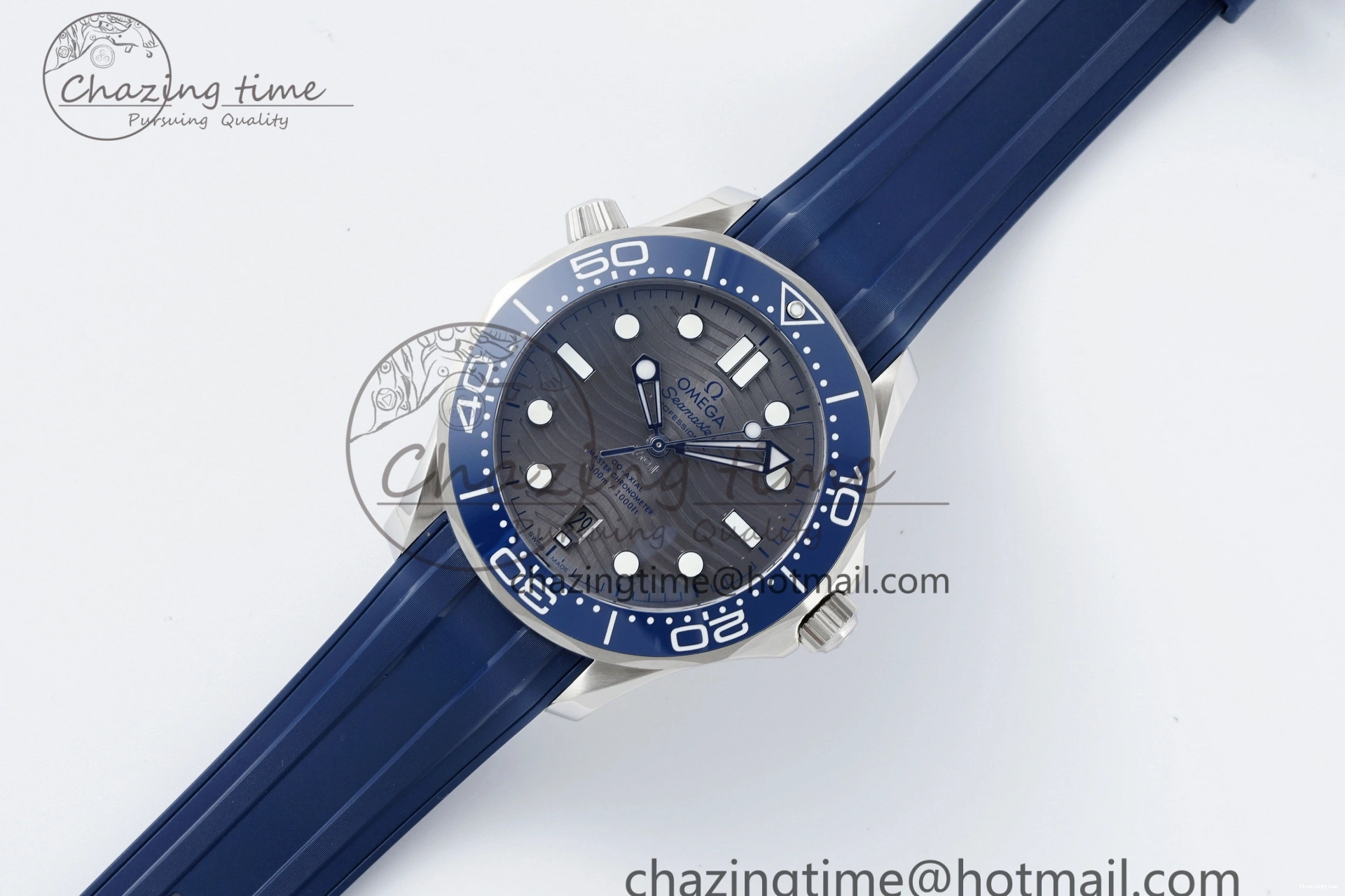 0305 SmartChoice Seamaster Diver 300M ZF 1:1 Best Edition Blue Ceramic Gray Dial on Blue Rubber Strap A 7735